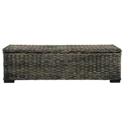 vidaXL Storage Box 47.2" Black Kubu Rattan and Solid Mango Wood