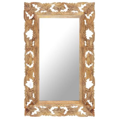 vidaXL Hand Carved Mirror Brown 31.5"x19.7" Solid Mango Wood