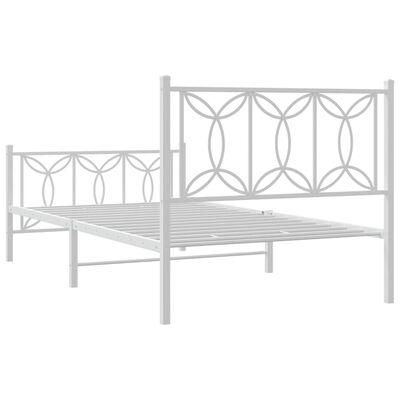 vidaXL Metal Bed Frame without Mattress with Footboard White 39.4"x78.7"