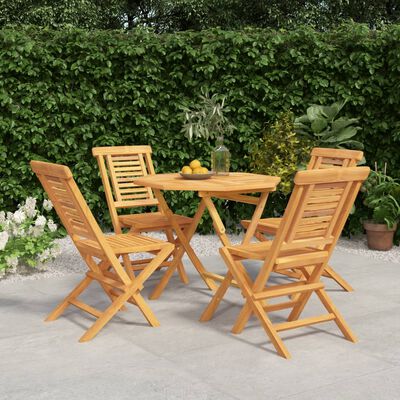 vidaXL 5 Piece Patio Dining Set Solid Wood Teak