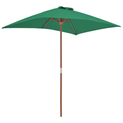 vidaXL Garden Parasol with Wooden Pole 59.1"x78.7" Green