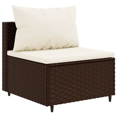 vidaXL 7 Piece Patio Lounge Set with Cushions Brown Poly Rattan