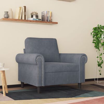 vidaXL Sofa Chair Dark Gray 23.6" Velvet