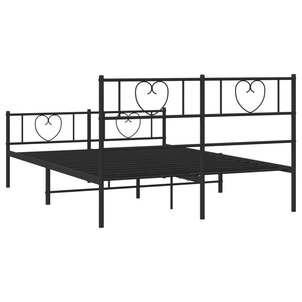 vidaXL Metal Bed Frame without Mattress with Footboard Black 53.1"x74.8"