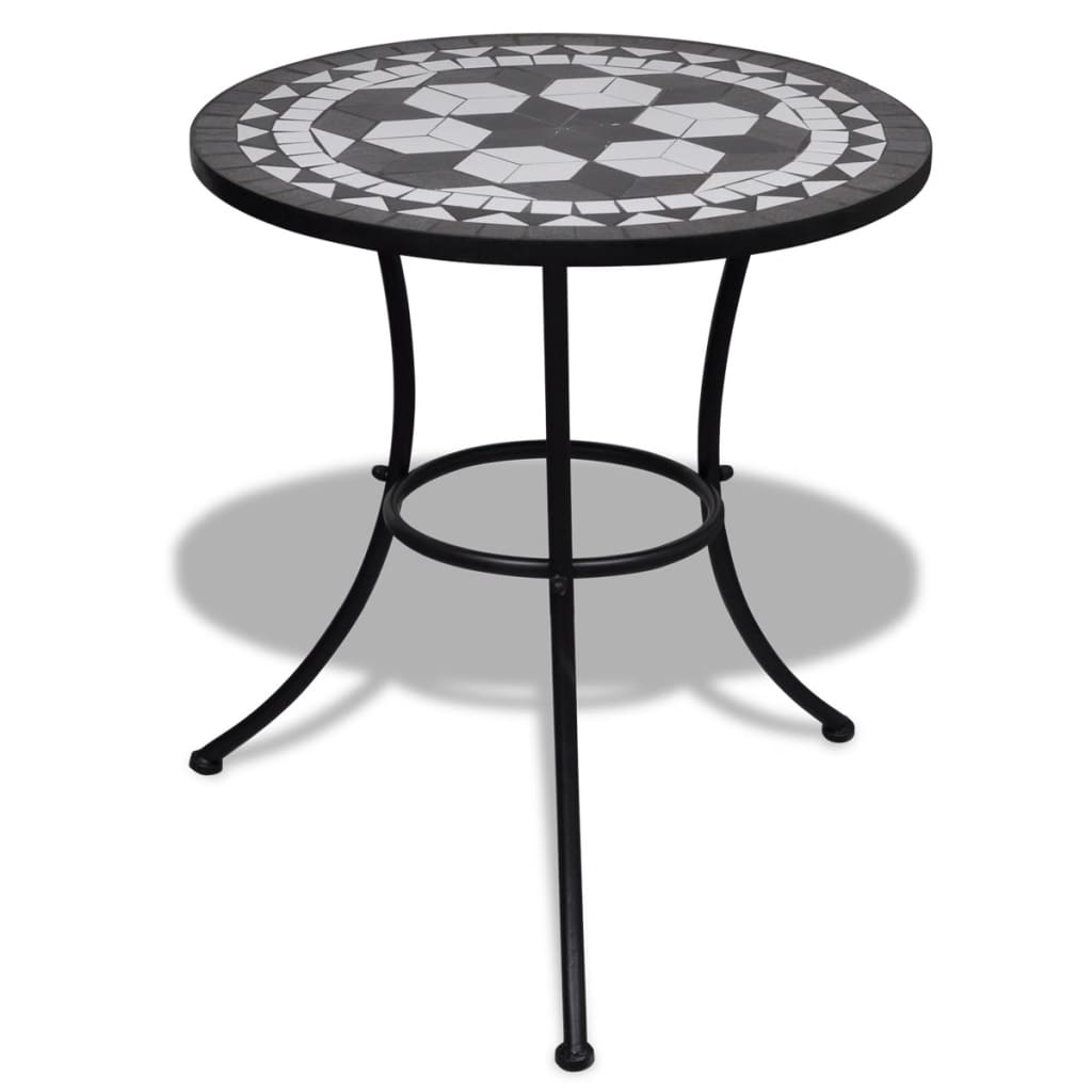 vidaXL 3 Piece Bistro Set Ceramic Tile Black and White