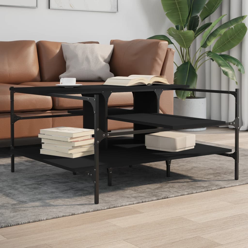 vidaXL Coffee Table Black 39.4"x39.4"x19.1" Engineered Wood