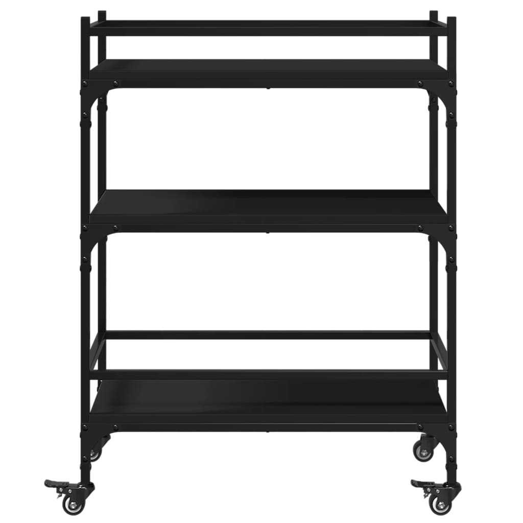 vidaXL Kitchen Trolley Black 25.6"x15.7"x34.1" Engineered Wood