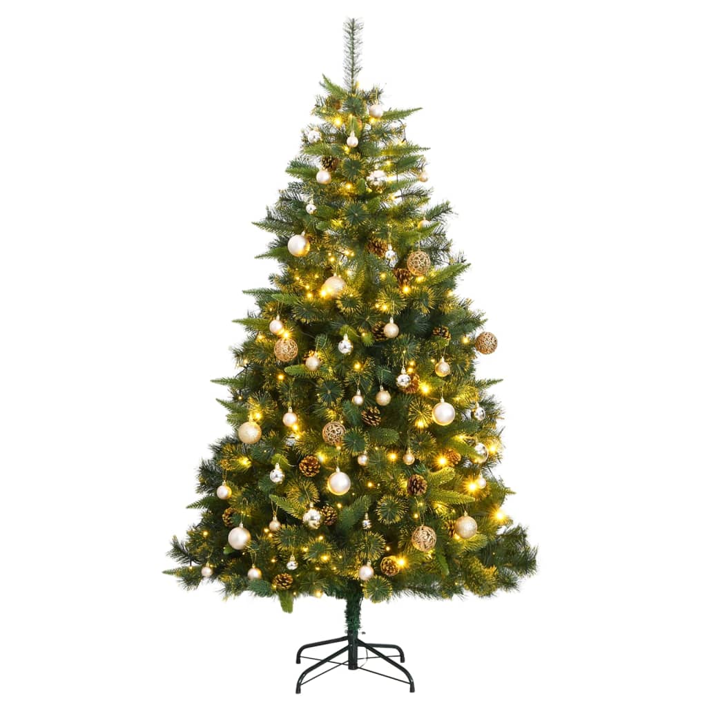 vidaXL Artificial Hinged Christmas Tree 300 LEDs & Ball Set 82.7"