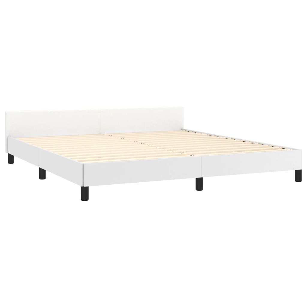 vidaXL Bed Frame with Headboard White 72"x83.9" California King Faux Leather