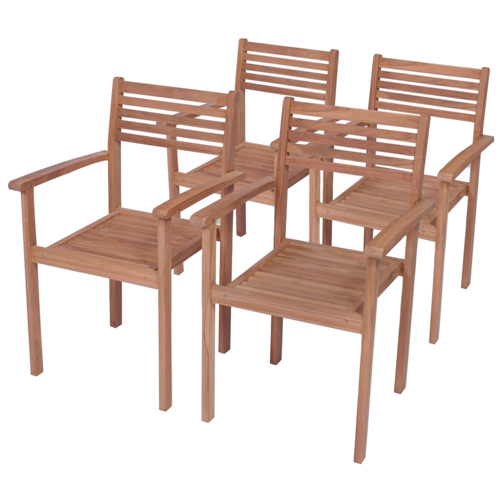 vidaXL Patio Chairs 4 pcs with Beige Cushions Solid Teak Wood