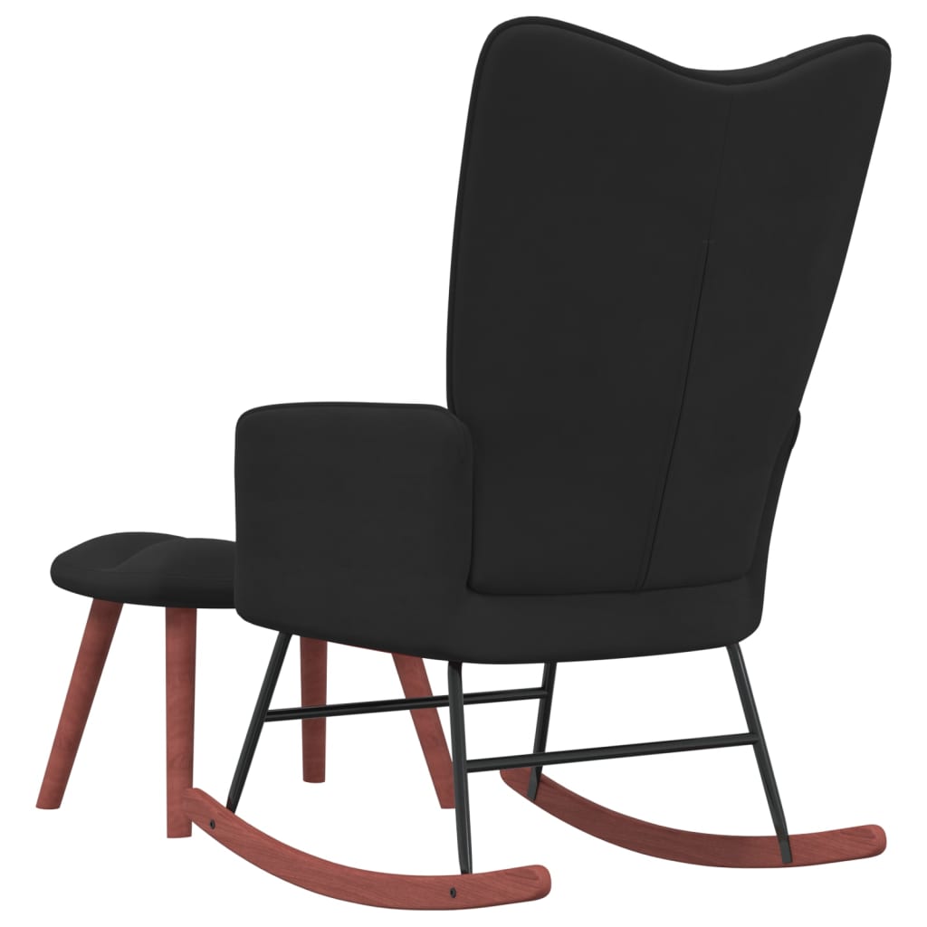 vidaXL Rocking Chair with Ottoman Black Velvet