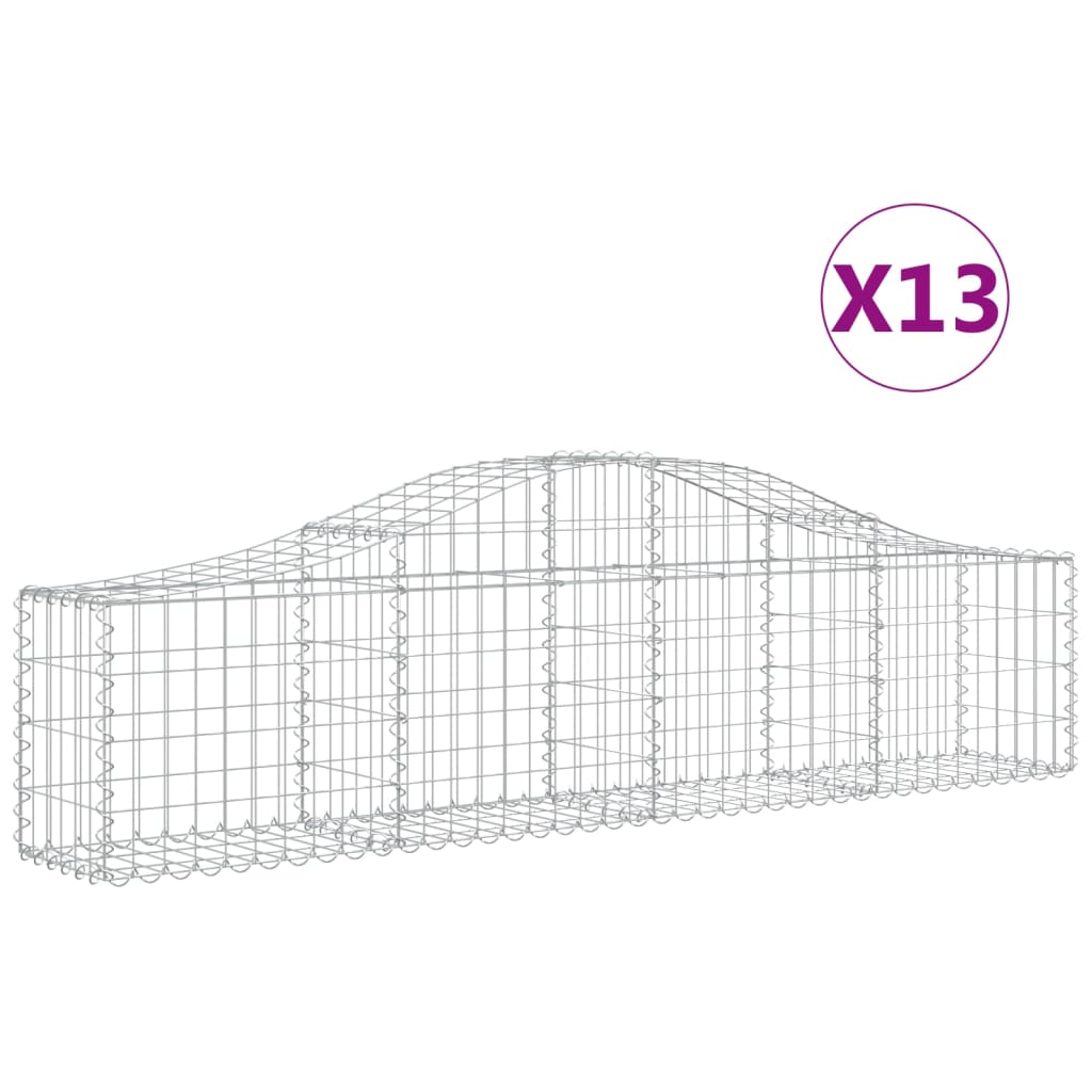 vidaXL Arched Gabion Baskets 13 pcs 78.7"x11.8"x15.7"/23.6" Galvanized Iron