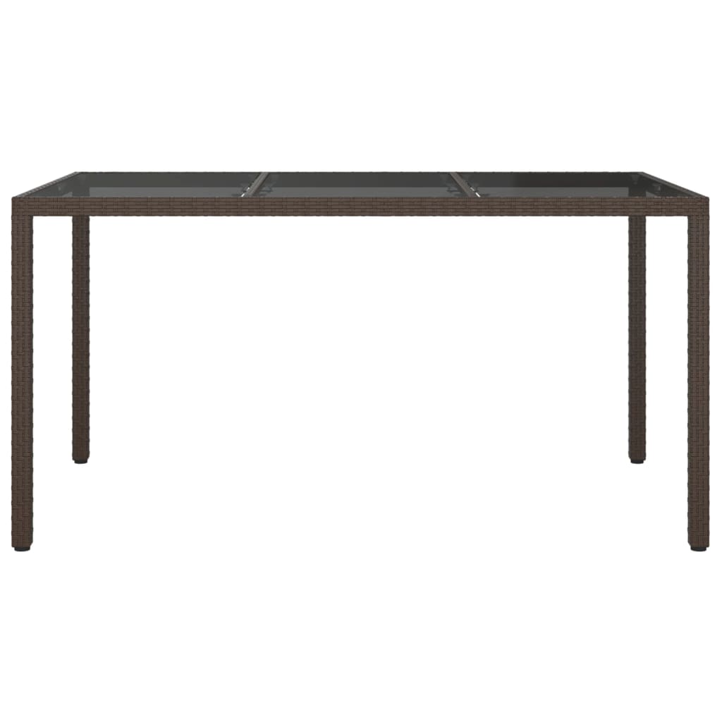 vidaXL Patio Table 59.1"x35.4"x29.5" Tempered Glass and Poly Rattan Brown