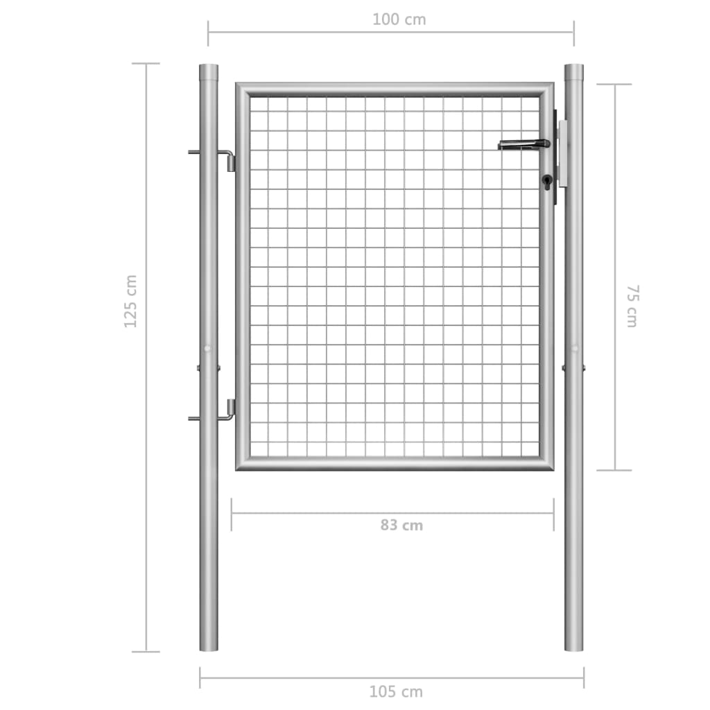 vidaXL Garden Gate Galvanized Steel 41.3"x49.2" Silver