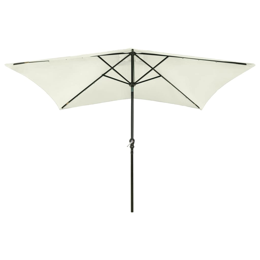 vidaXL Garden Parasol with LEDs and Steel Pole Sand 6.6'x9.8'