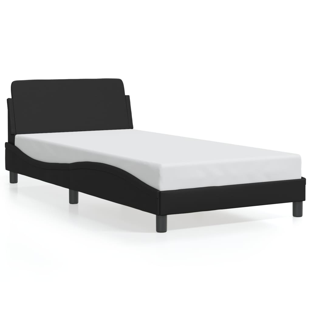 vidaXL Bed Frame without Mattress Black 39.4"x74.8" Faux Leather