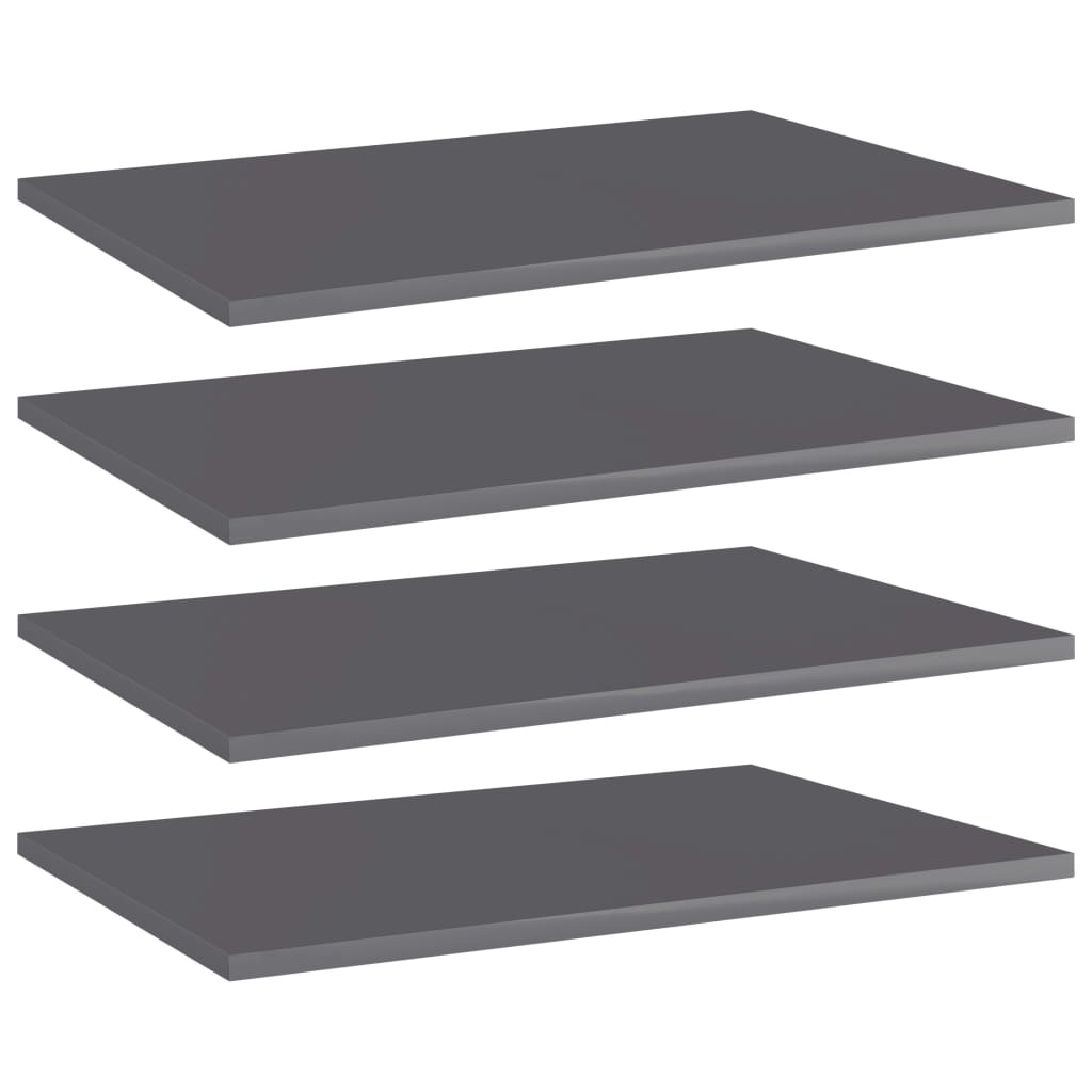 vidaXL Bookshelf Boards 4 pcs High Gloss Gray 23.6"x15.7"x0.6" Engineered Wood