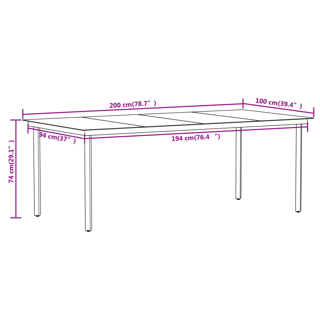 vidaXL 9 Piece Patio Dining Set Oak