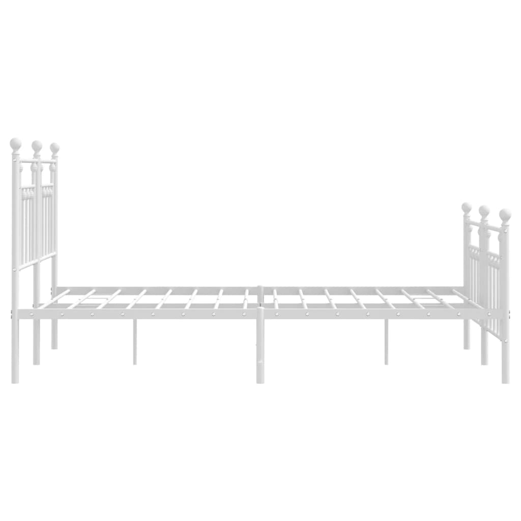 vidaXL Metal Bed Frame with Headboard and Footboard White 59.1"x78.7"