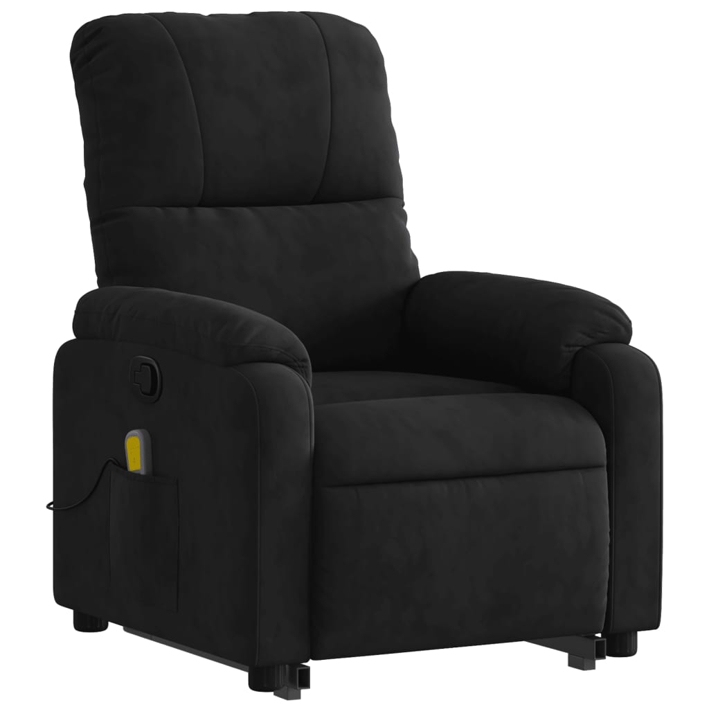 vidaXL Stand up Massage Recliner Chair Black Microfiber Fabric