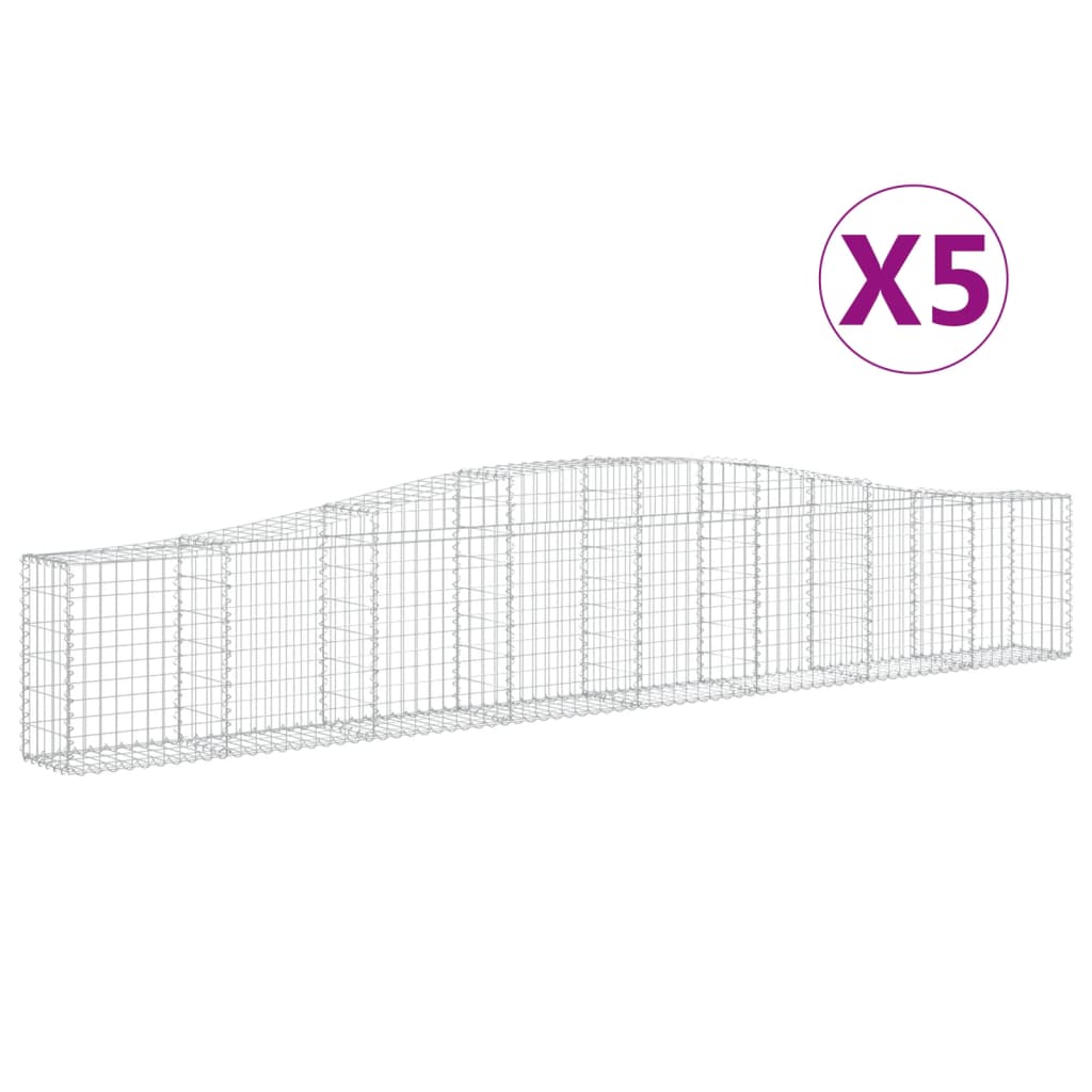 vidaXL Arched Gabion Baskets 5 pcs 157.5"x11.8"x23.6"/31.5" Galvanized Iron