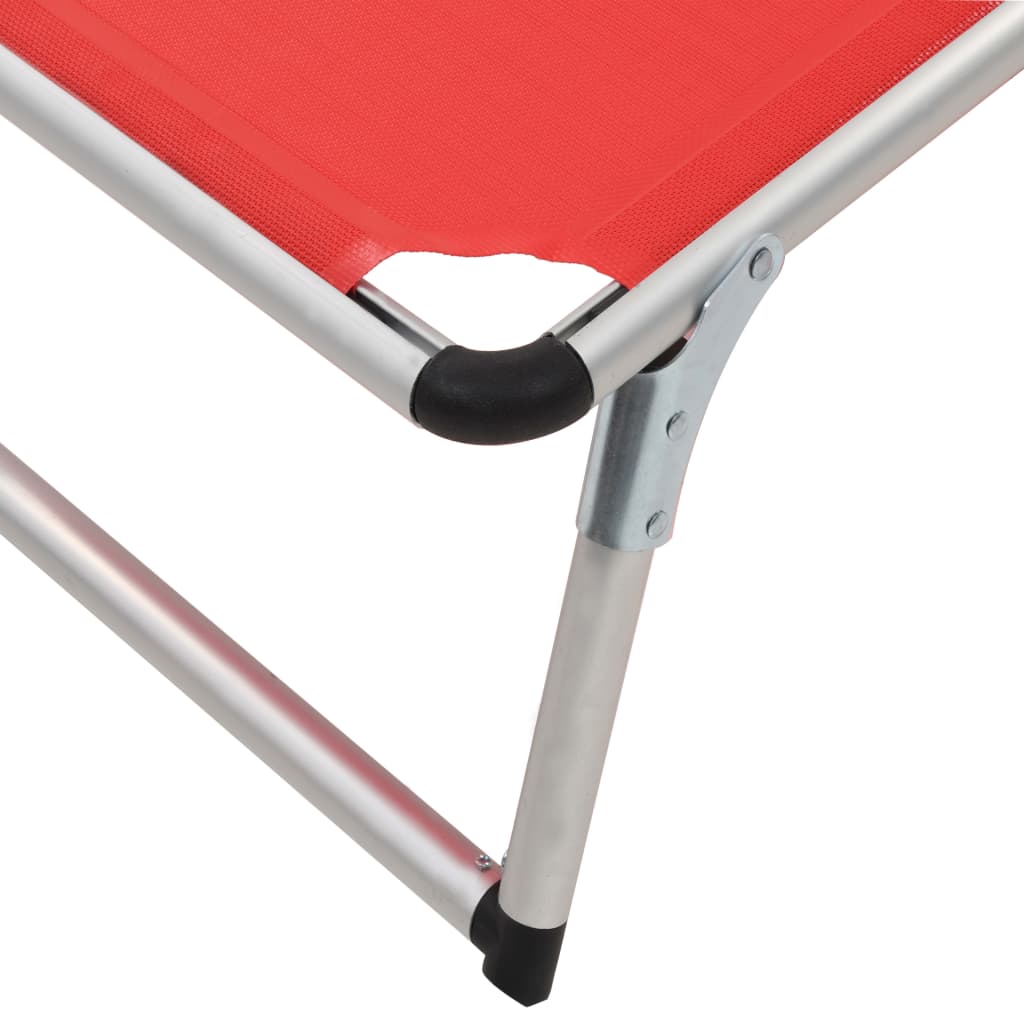 vidaXL Folding Sun Lounger with Roof Aluminum and Textilene Red