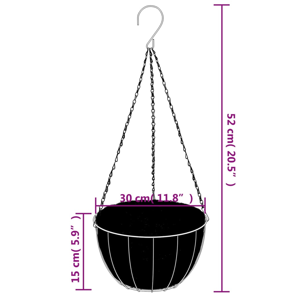 vidaXL Hanging Basket Brackets with Planters 4 pcs Black Steel