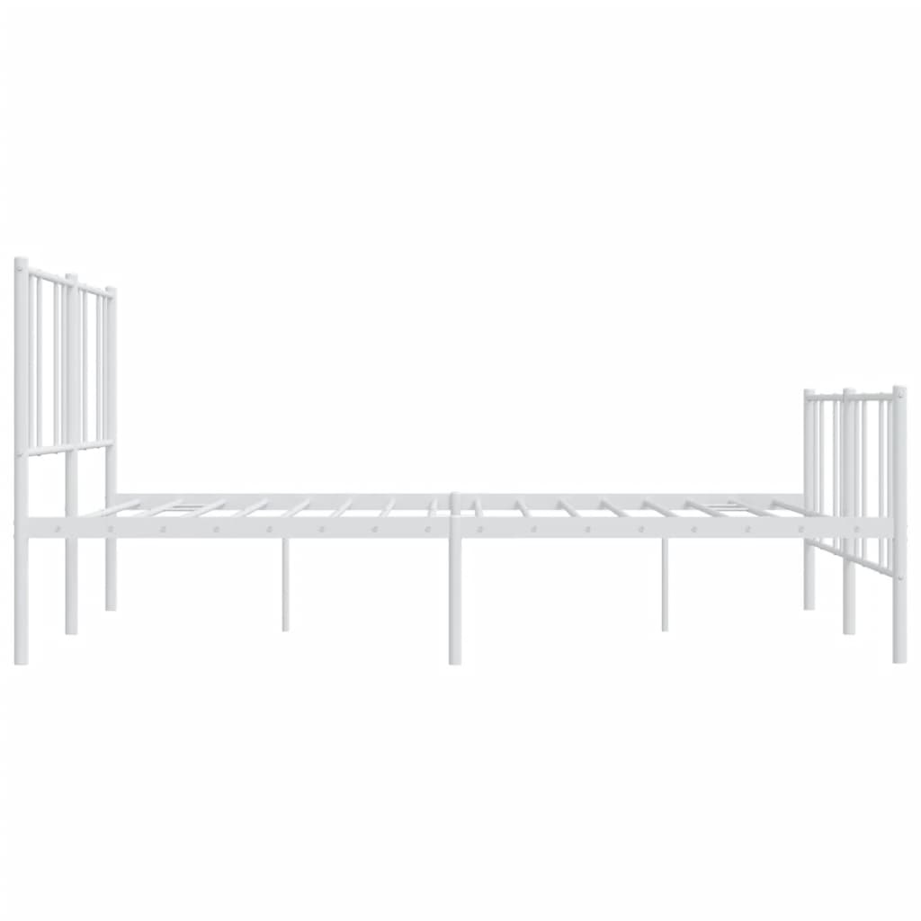 vidaXL Metal Bed Frame without Mattress with Footboard White 76"x79.9"