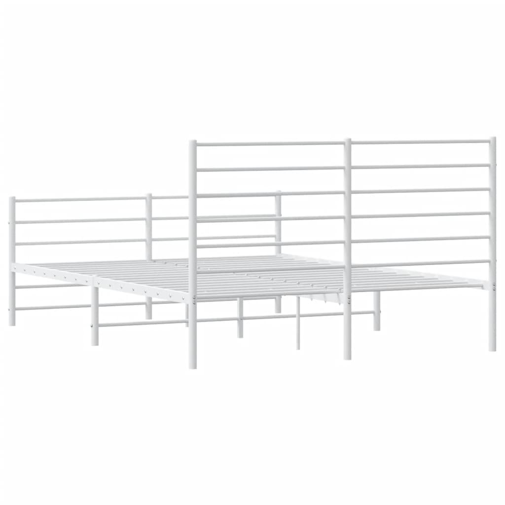 vidaXL Metal Bed Frame without Mattress with Footboard White 59.1"x78.7"