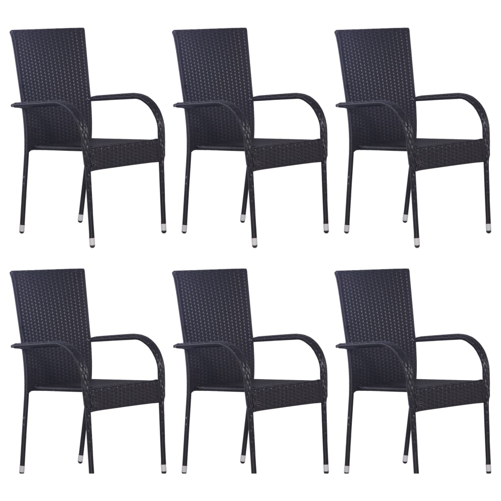 vidaXL 7 Piece Patio Dining Set Black