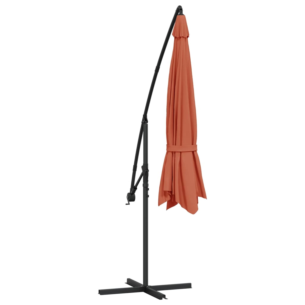 vidaXL Cantilever Garden Parasol with Aluminum Pole 137.8" Terracotta