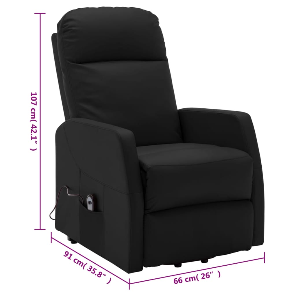 vidaXL Power Lift Massage Recliner Black Faux Leather