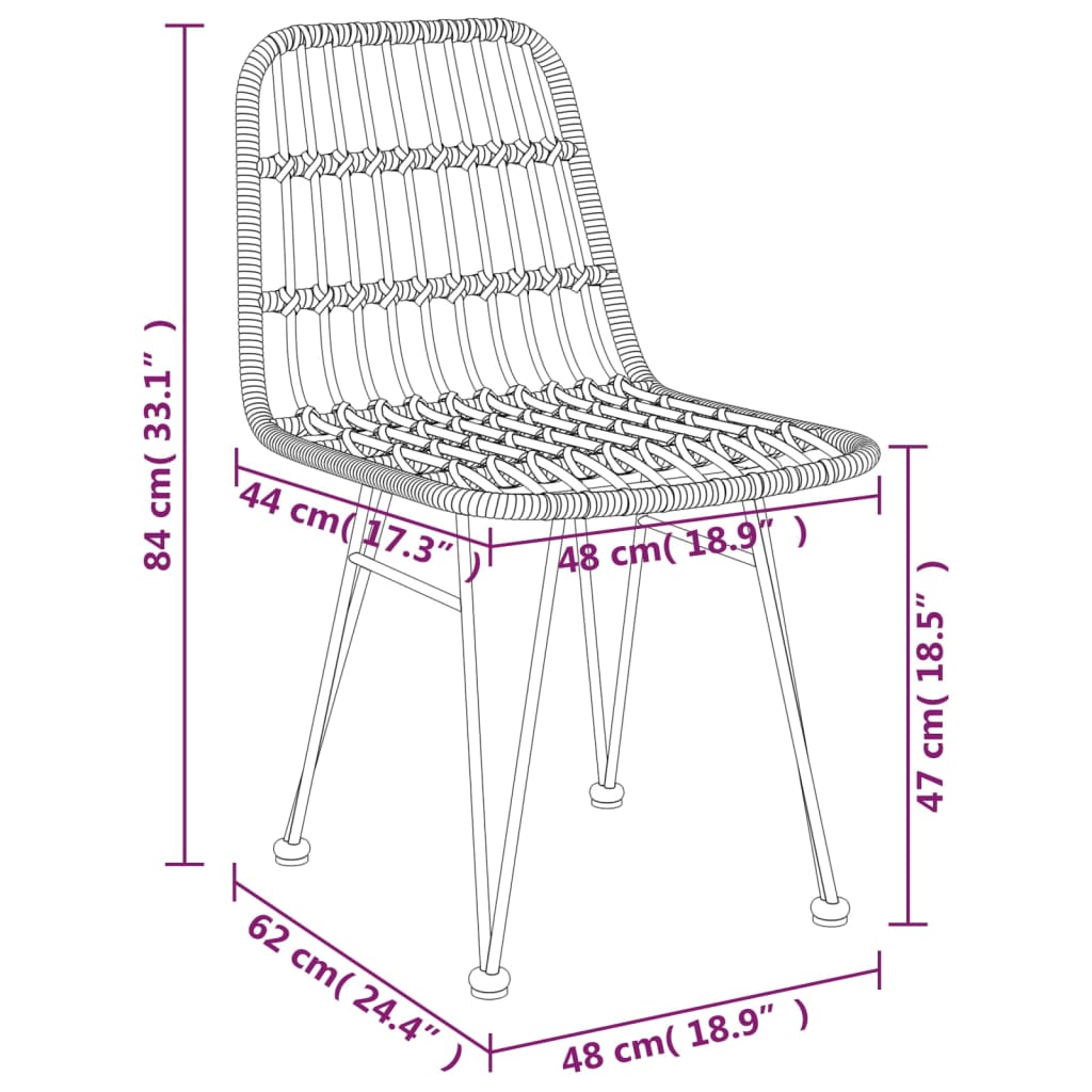 vidaXL 3 Piece Patio Dining Set Poly Rattan