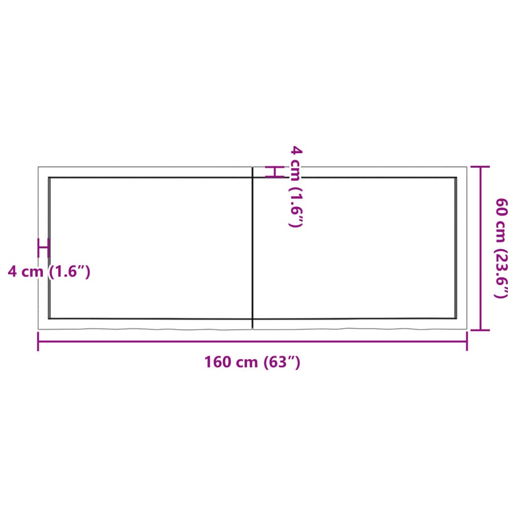 vidaXL Wall Shelf Light Brown 63"x23.6"x(0.8"-1.6") Treated Solid Wood Oak