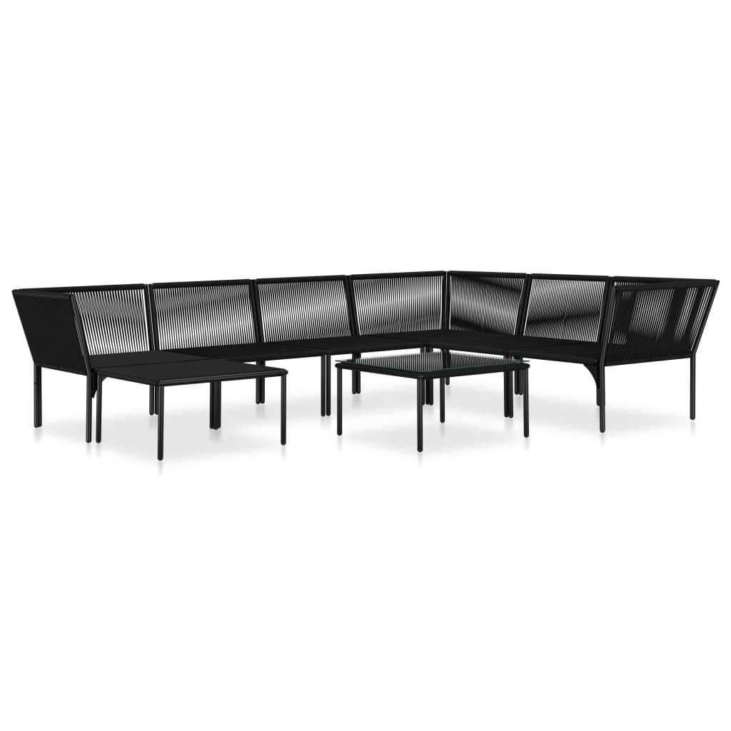 vidaXL 8 Piece Patio Lounge Set with Cushions Black PVC