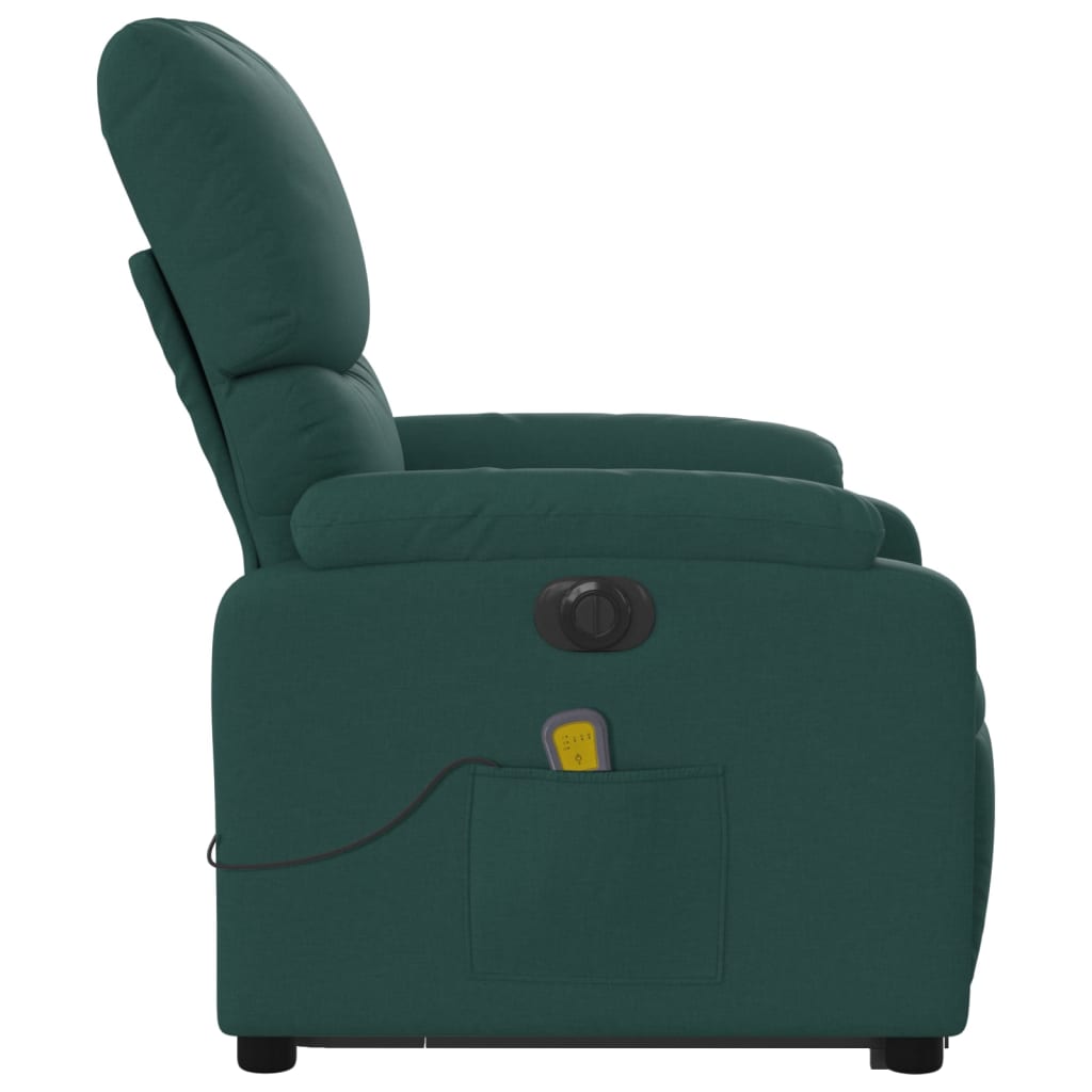 vidaXL Electric Stand up Massage Recliner Chair Dark Green Fabric