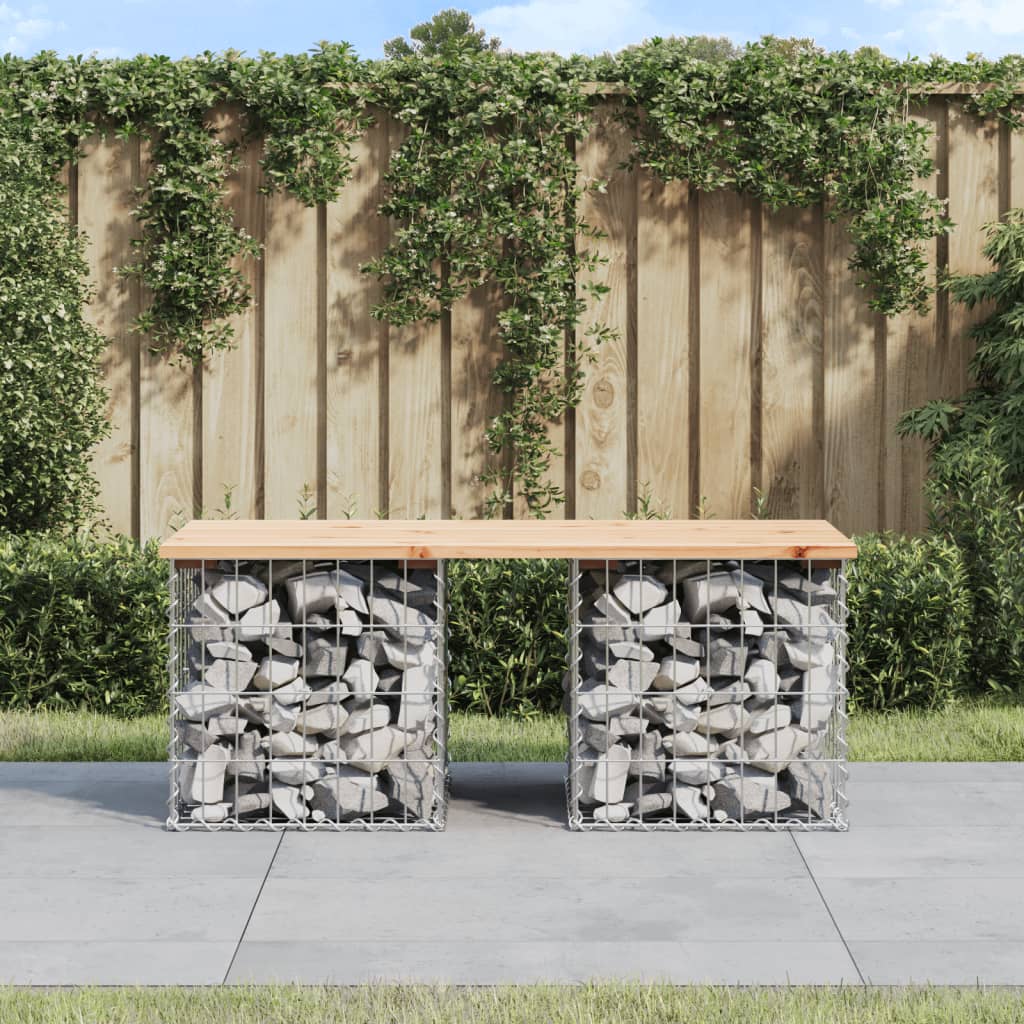 vidaXL Patio Bench Gabion Design 40.6"x17.3"x16.5" Solid Wood Pine