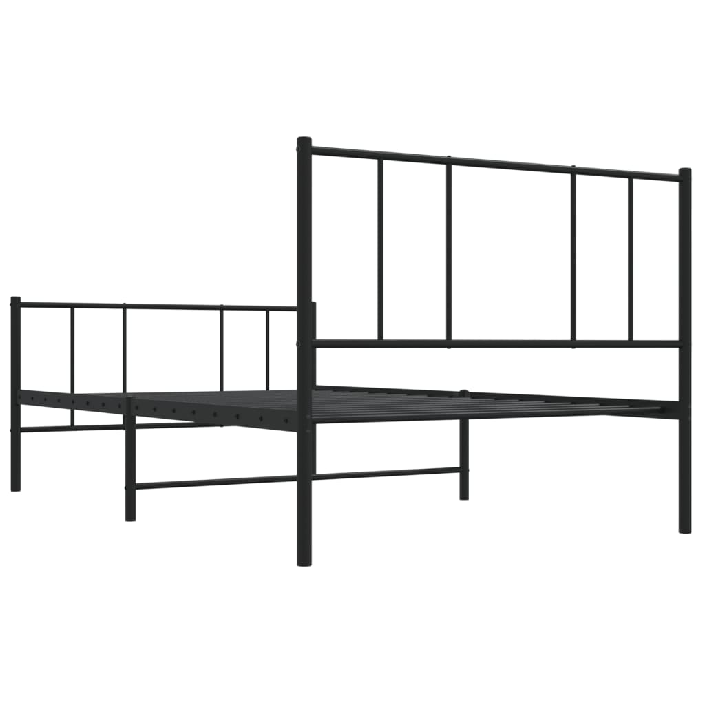 vidaXL Metal Bed Frame without Mattress with Footboard Black 39.4"x74.8"