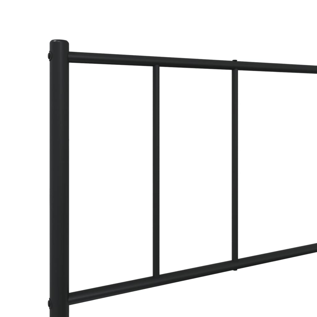 vidaXL Metal Bed Frame without Mattress with Headboard Black 39.4"x78.7"