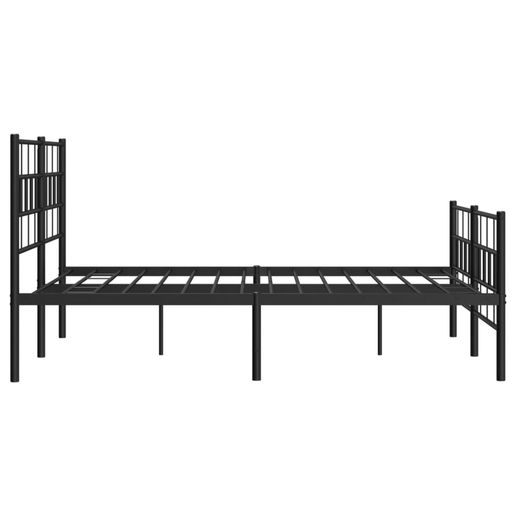 vidaXL Metal Bed Frame without Mattress with Footboard Black 53.1"x74.8"