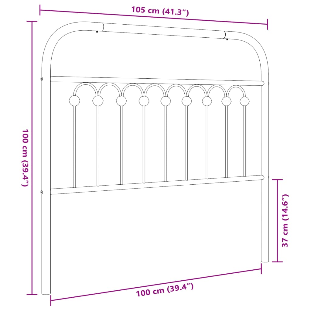 vidaXL Metal Headboard White 39.4"