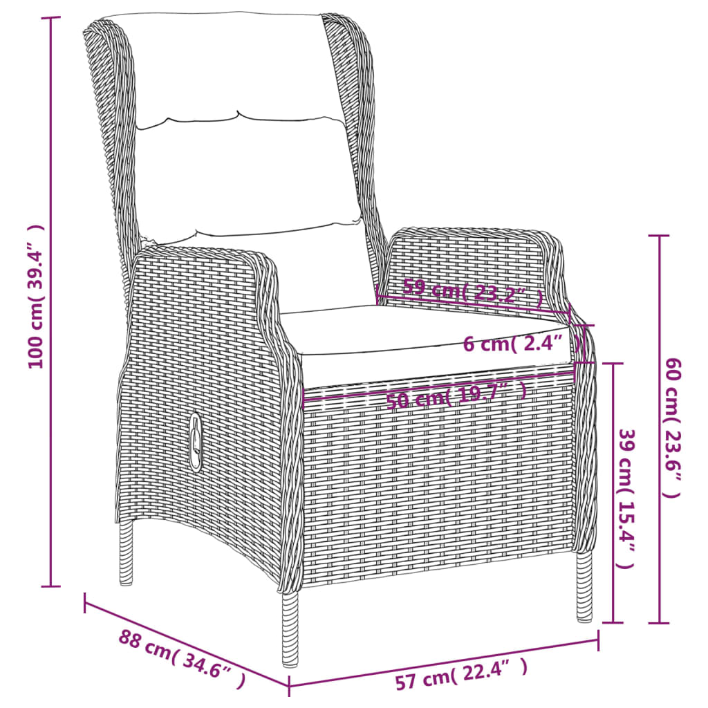 vidaXL 7 Piece Patio Dining Set Dark Gray