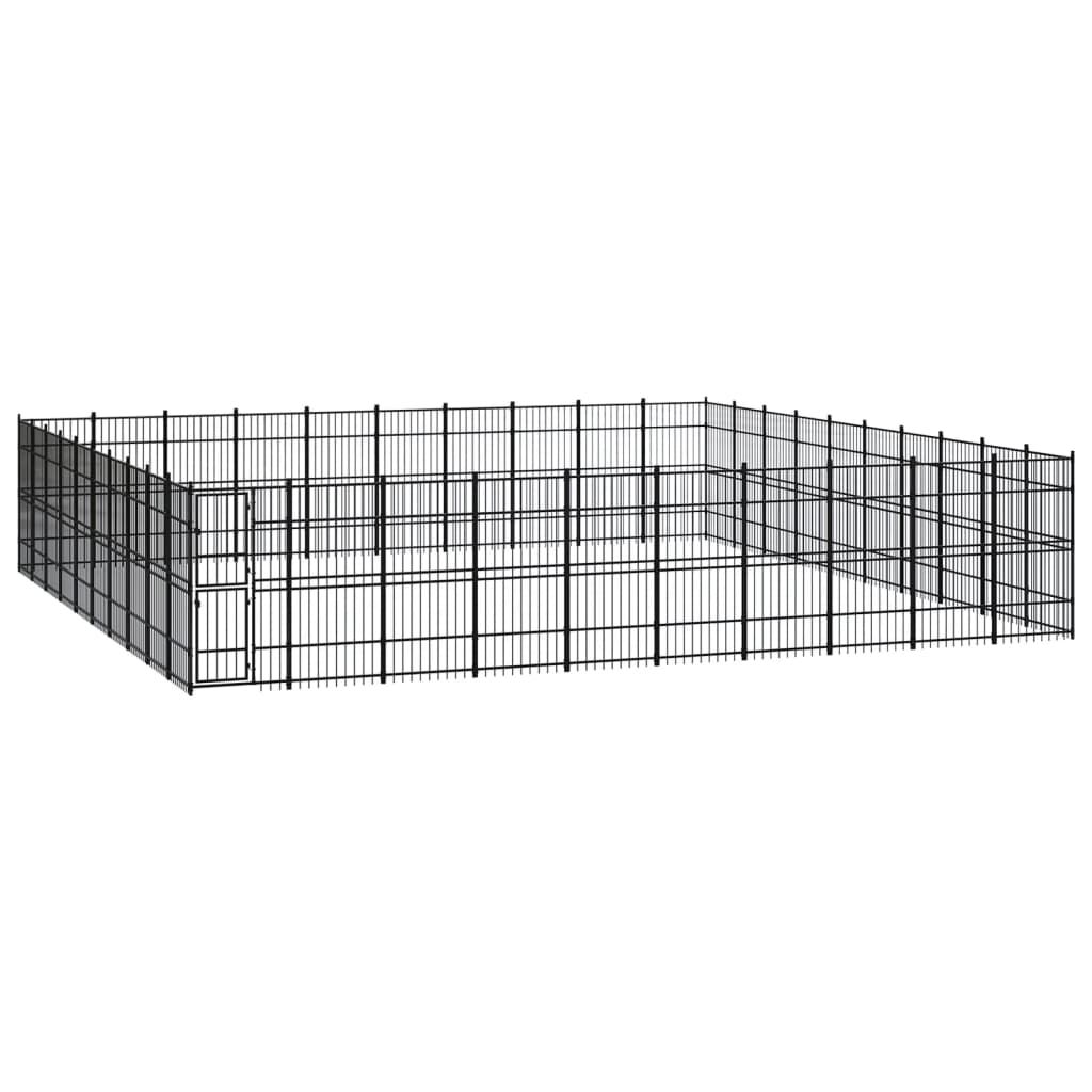 vidaXL Outdoor Dog Kennel Steel 992 ft²