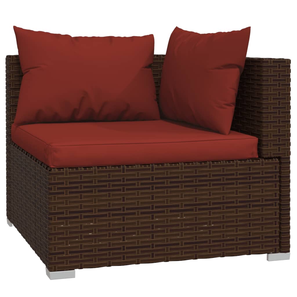 vidaXL 13 Piece Patio Lounge Set with Cushions Poly Rattan Brown