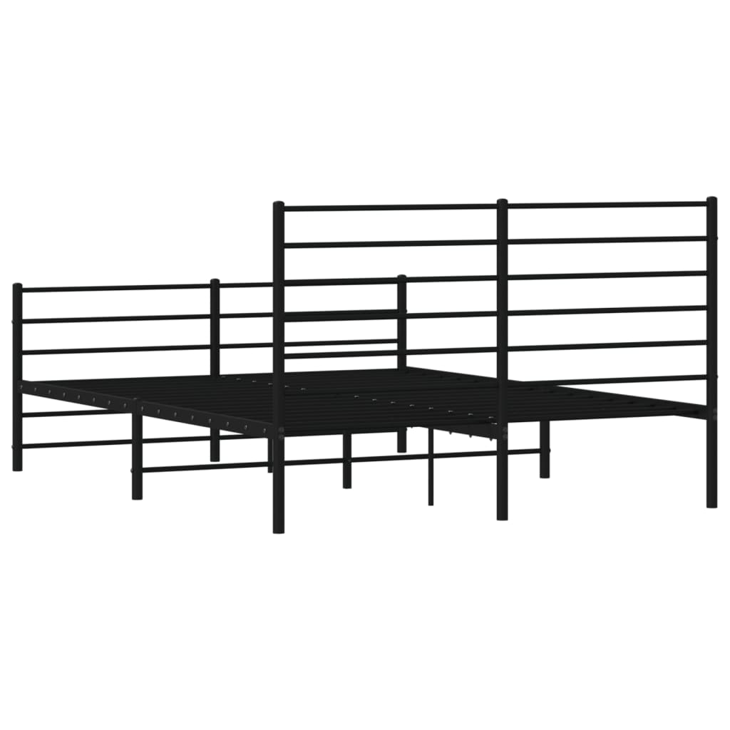 vidaXL Metal Bed Frame without Mattress with Footboard Black 53.1"x74.8"