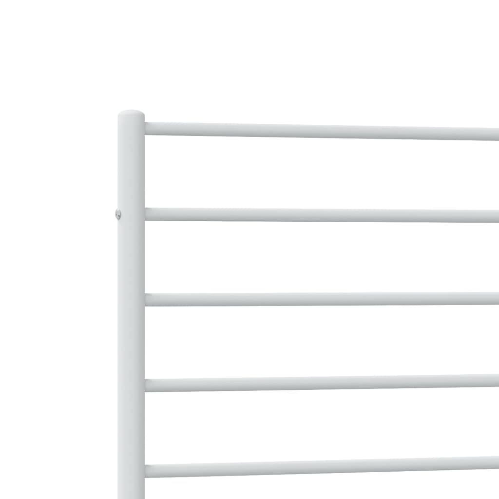 vidaXL Metal Bed Frame without Mattress with Headboard White 39.4"x78.7"