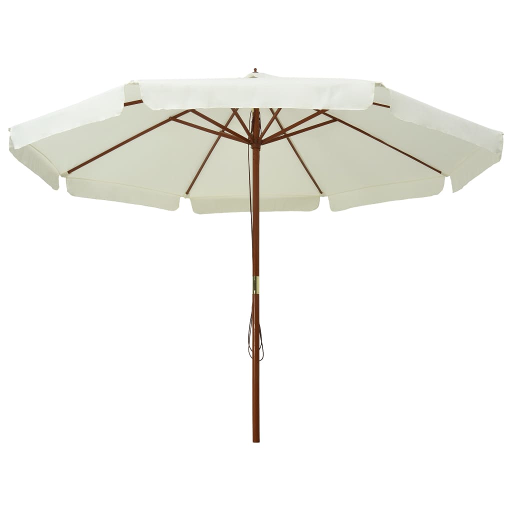 vidaXL Garden Parasol with Wooden Pole 129.9" Sand White