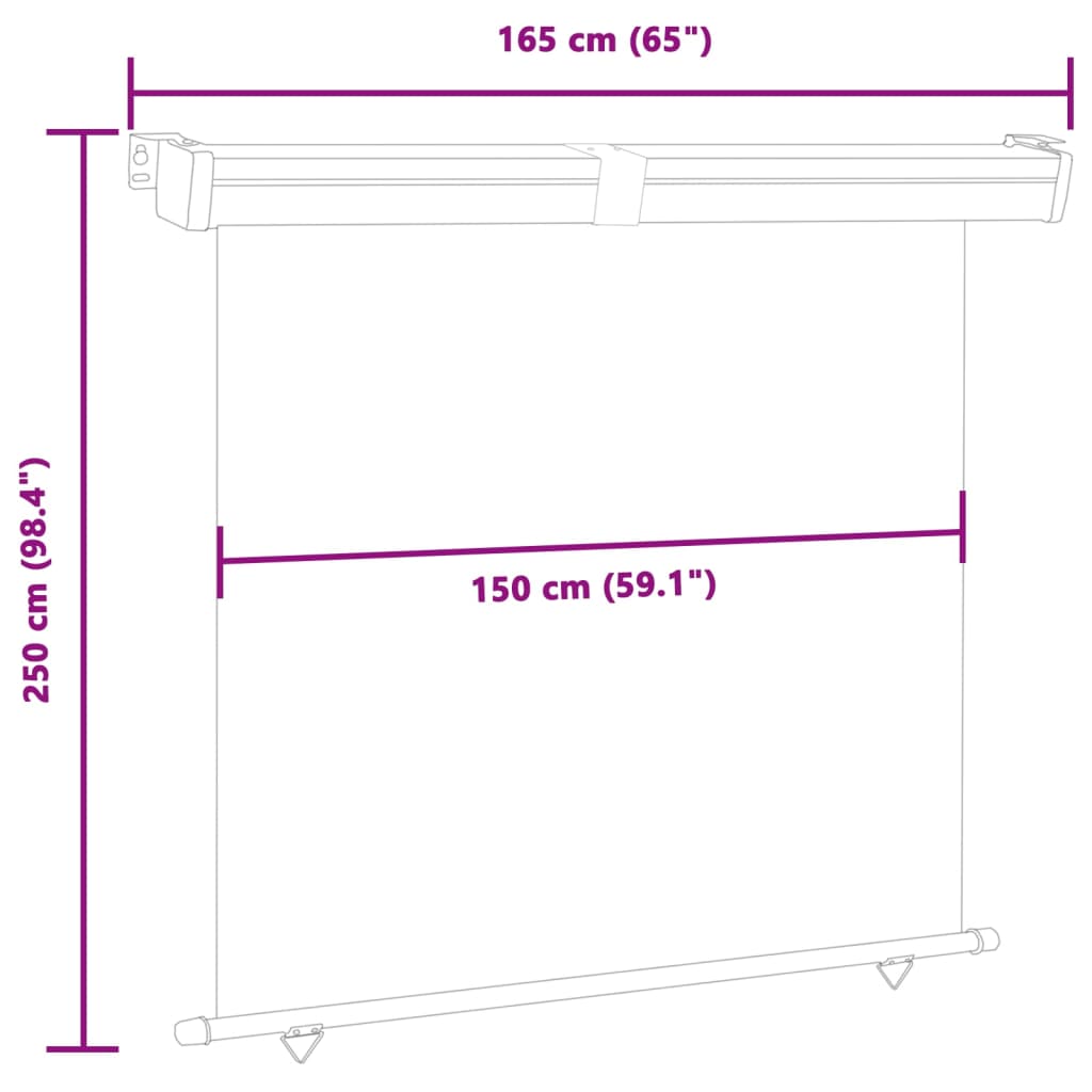 vidaXL Balcony Side Awning 63"x98.4" Brown