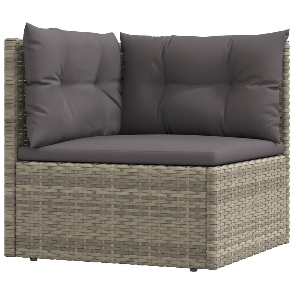 vidaXL 8 Piece Patio Lounge Set with Cushions Gray Poly Rattan