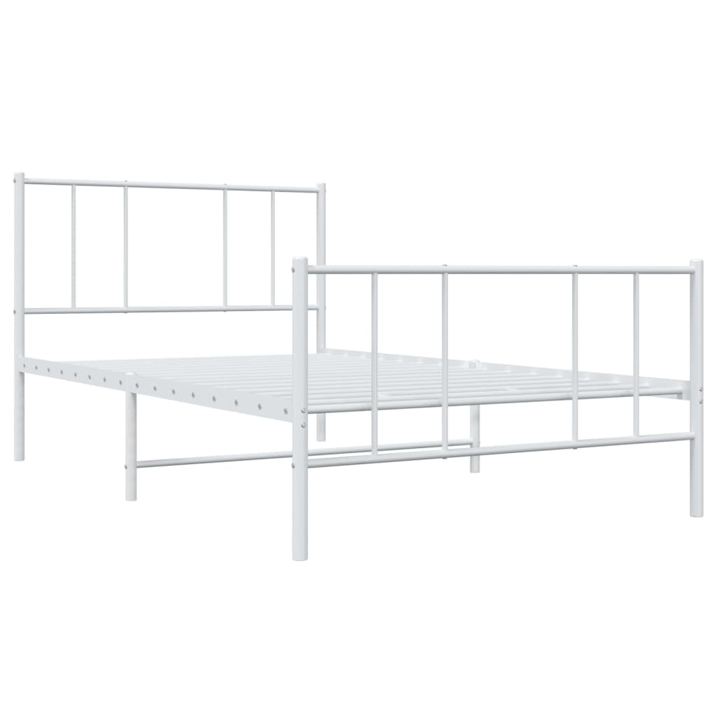 vidaXL Metal Bed Frame without Mattress with Footboard White 39.4"x78.7"